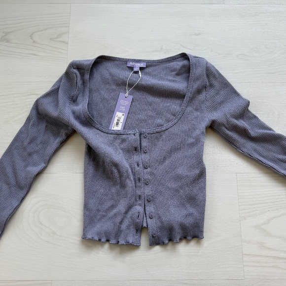 FLORENCE BY MILLS SOFTIE RIB CARDI SIZE SMALL LAVENDER SHADE NEW WITH TAGS - Picture 3 of 4